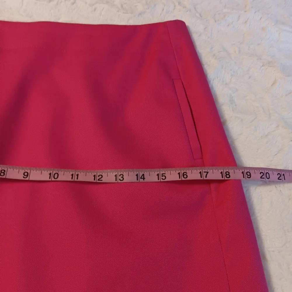 Ann Taylor Loft Women's Bright Pink Cotton Short Pencil Skirt With‎ Pockets